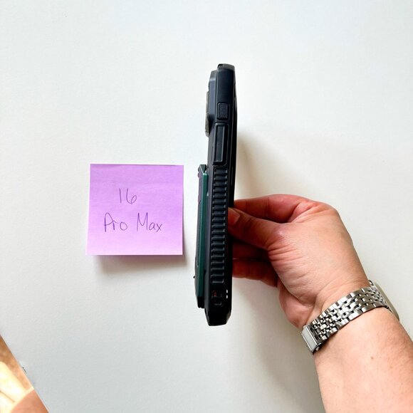 iPhone 16 Pro Max Wallet Card Holder Case Rugged Metallic Green With Kickstand - Picture 8 of 9